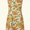 Amy Bloemen Jurk In Oranje En Groen-Vintage Chic for Topvintage Discount