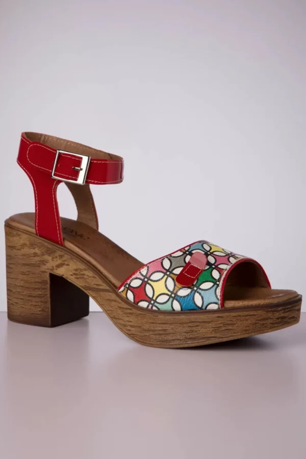 Aruba Leather Platform Sandals In Rood En Multi-Nemonic Discount