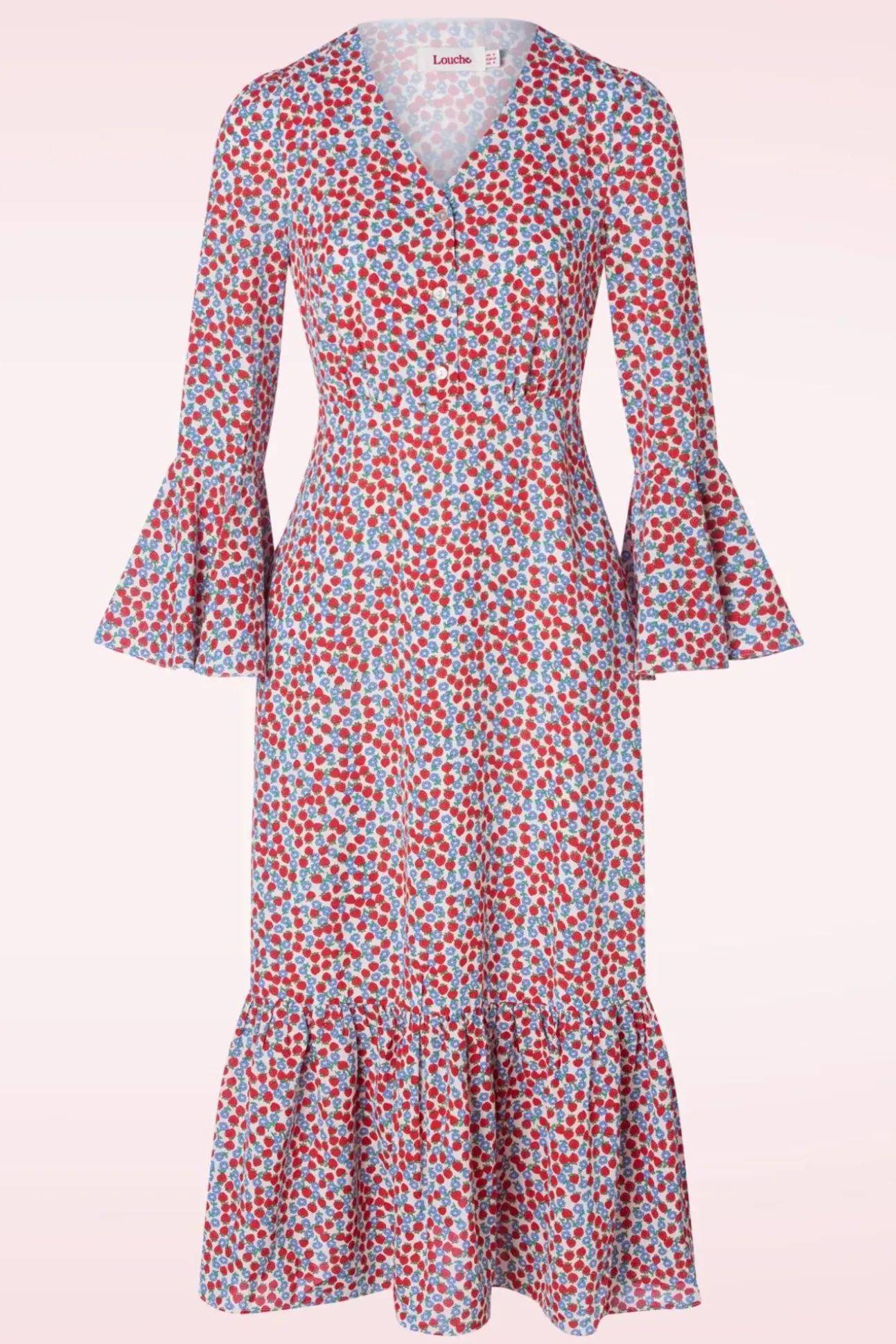 bathilde_strawberry_field_1.webp Bathilde Strawberry Fields Midi Jurk In Multi-Louche Flash Sale