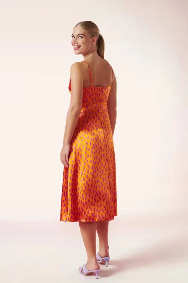 Bella Midi Jurk In Oranje-Minueto Discount