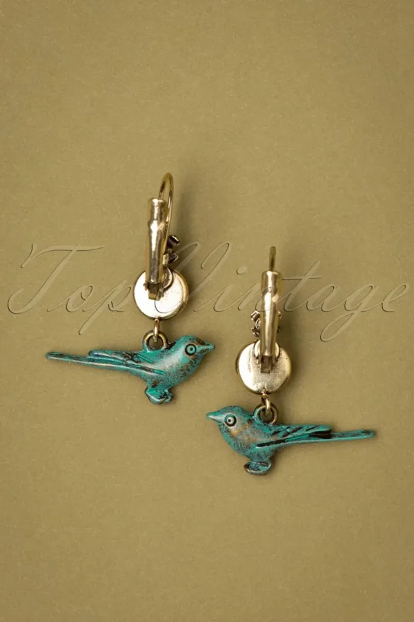 Birdie Vergulde Oorbellen In Blauw En Rood-Urban Hippies Store