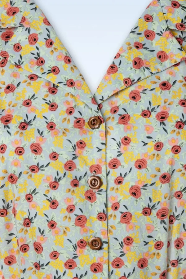 Blooming Swing Jurk In Blauw-Banned Retro Cheap