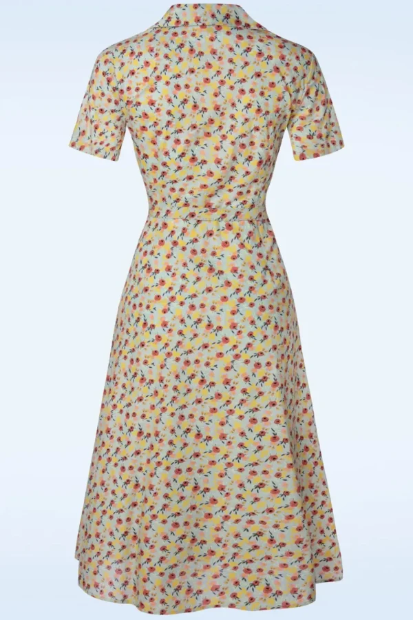 Blooming Swing Jurk In Blauw-Banned Retro Cheap