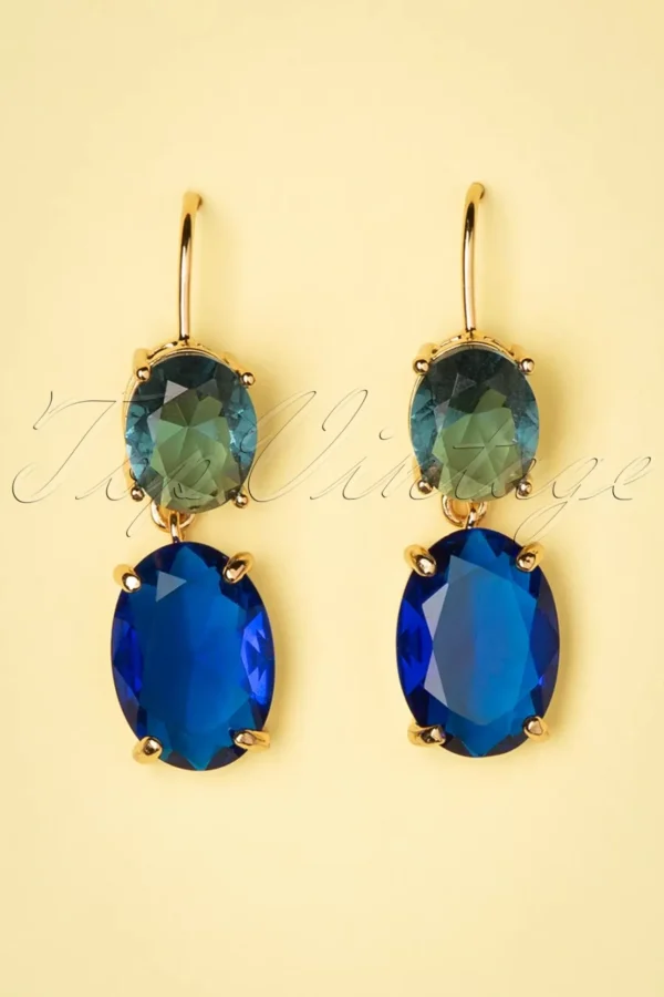 Carol Oorbellen In Goud En Blauw-Day&Eve by Go Dutch Label Hot
