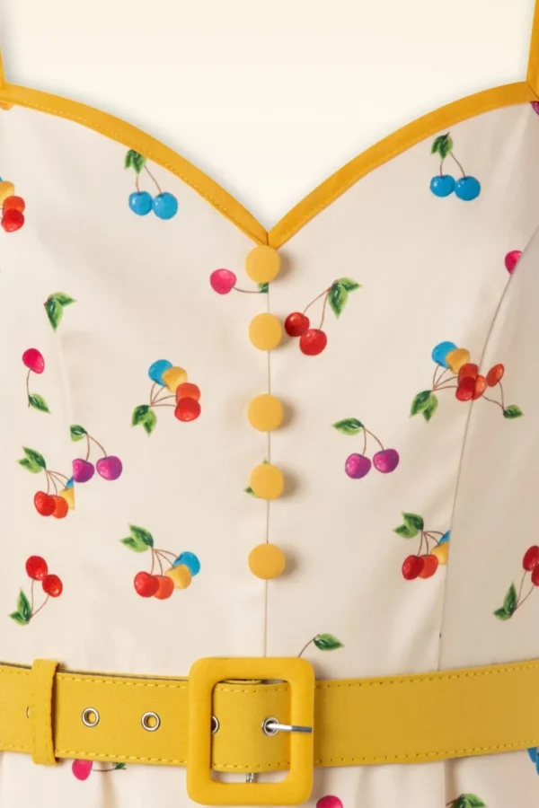 Chacha Cherry Swingjurk In Creme-Vixen Online