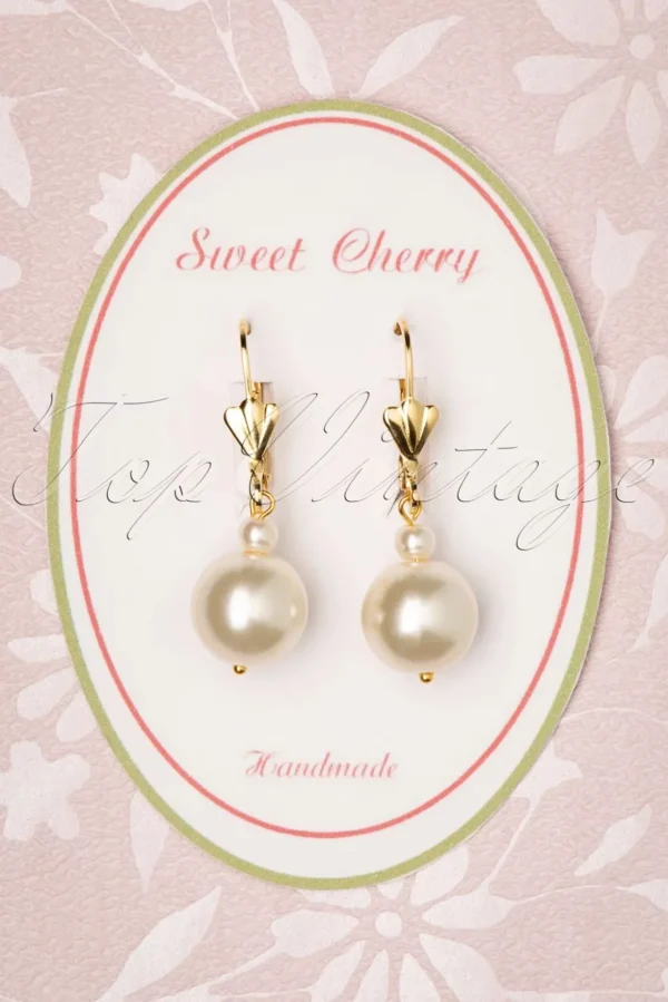Champagne Parel Oorbellen In Goud En Ivoor-Sweet Cherry Flash Sale
