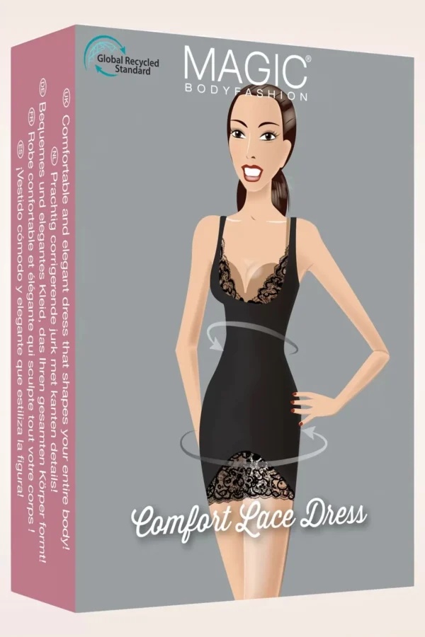 Comfort Kanten Jurk In Zwart-MAGIC Bodyfashion Discount