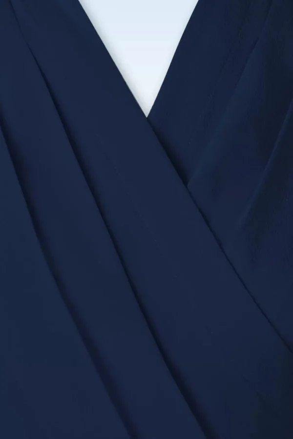 Darla Wikkelblouse Met Korte Mouwen In Marineblauw-Rock N Romance Cheap