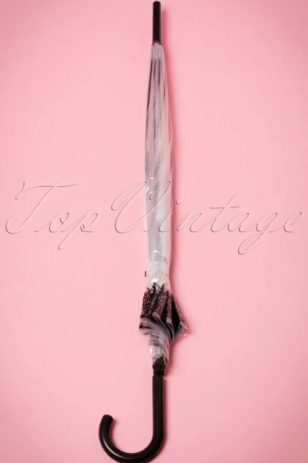 Dentelle Flower Transparante Koepelparaplu In Zwart-So Rainy Best