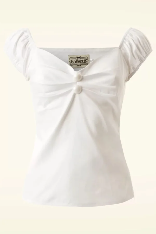 Dolores Top Carmen Wit-Collectif Clothing Clearance