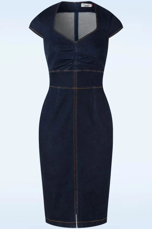 Dorothy Pencil Jurk In Blauw-Rock-a-Booty Shop