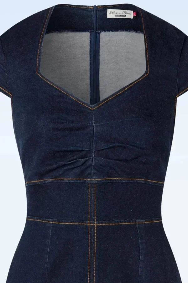 Dorothy Pencil Jurk In Blauw-Rock-a-Booty Shop