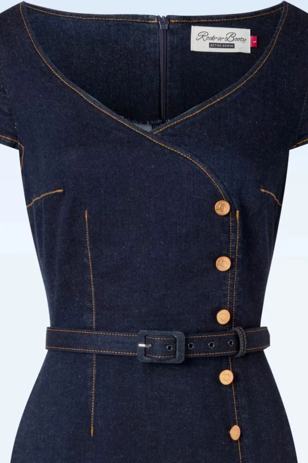 Eliose Pencil Jurk In Blauw-Rock-a-Booty Store