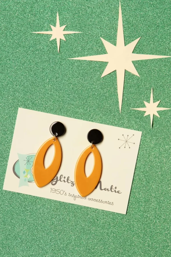 Ellips Hanger Oorbellen In Mosterd-Glitz-o-Matic Best