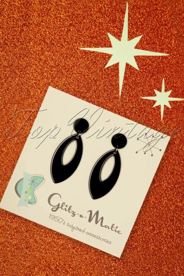 Ellips Oorbellen In Zwart-Glitz-o-Matic Best