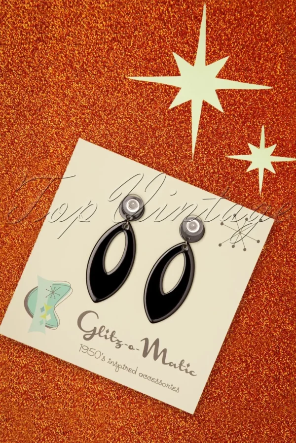 Ellips Oorbellen In Zwart-Glitz-o-Matic Best