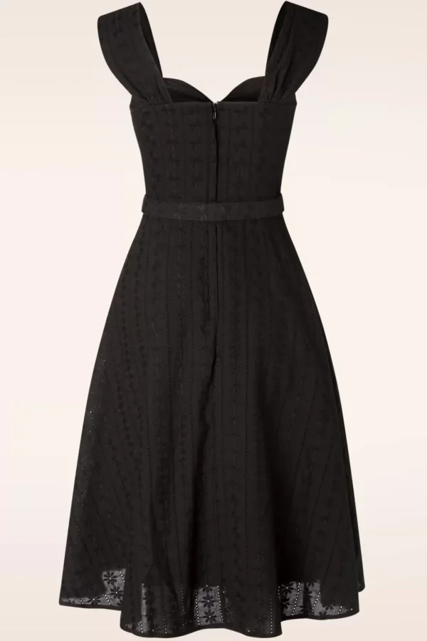 Embroidery Summer Flare Jurk In Zwart-Vixen Best Sale
