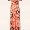 Feline Groovy Maxi Jurk In Oranje-Vintage Chic for Topvintage Online