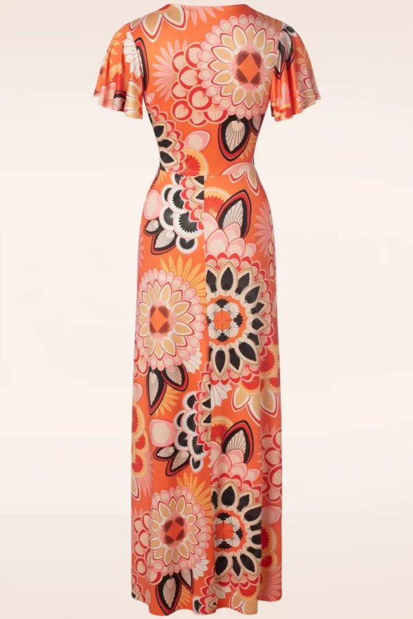 Feline Groovy Maxi Jurk In Oranje-Vintage Chic for Topvintage Online