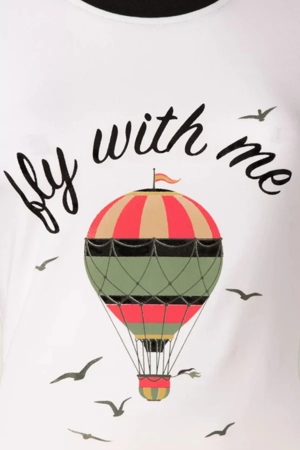Fly With Me T-Shirt In Gebroken Wit-Banned Retro Best