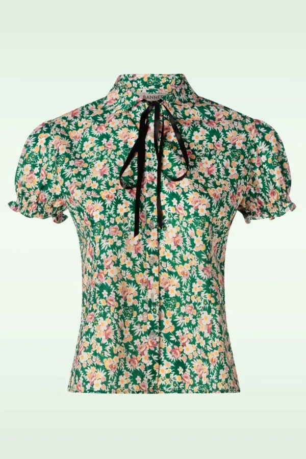 Garden Blouse In Groen-Banned Retro Sale