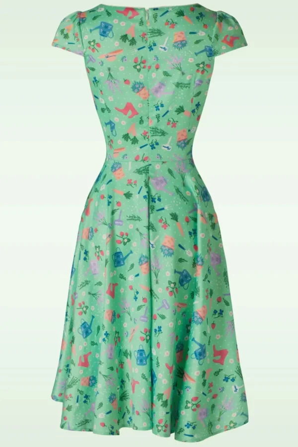 Garden Criss Cross Flare Jurk In Groen-Vixen Online