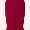 Gianna Ruffle Pencil Rok In Rood-Vintage Chic for Topvintage Discount