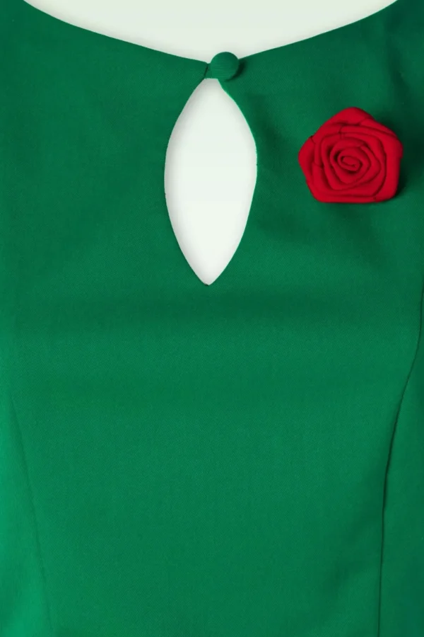 Graziella Pencil Jurk In Groen-Vintage Diva Cheap