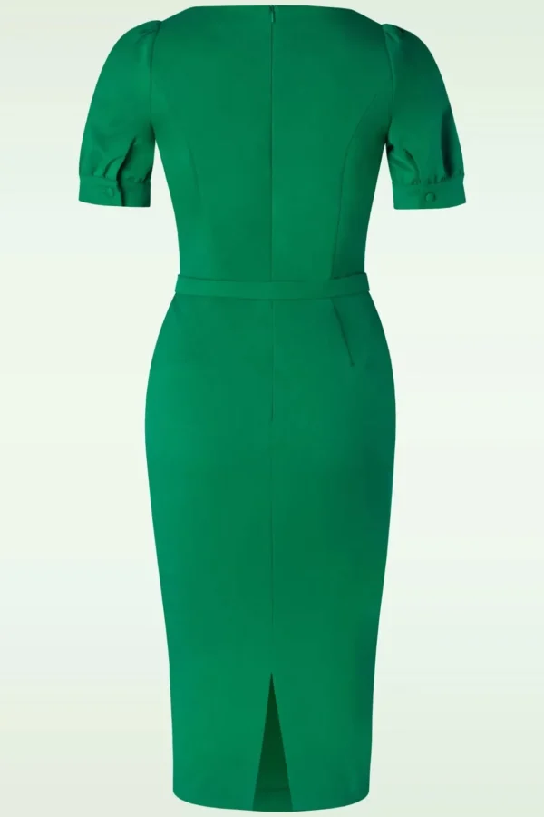 Graziella Pencil Jurk In Groen-Vintage Diva Cheap