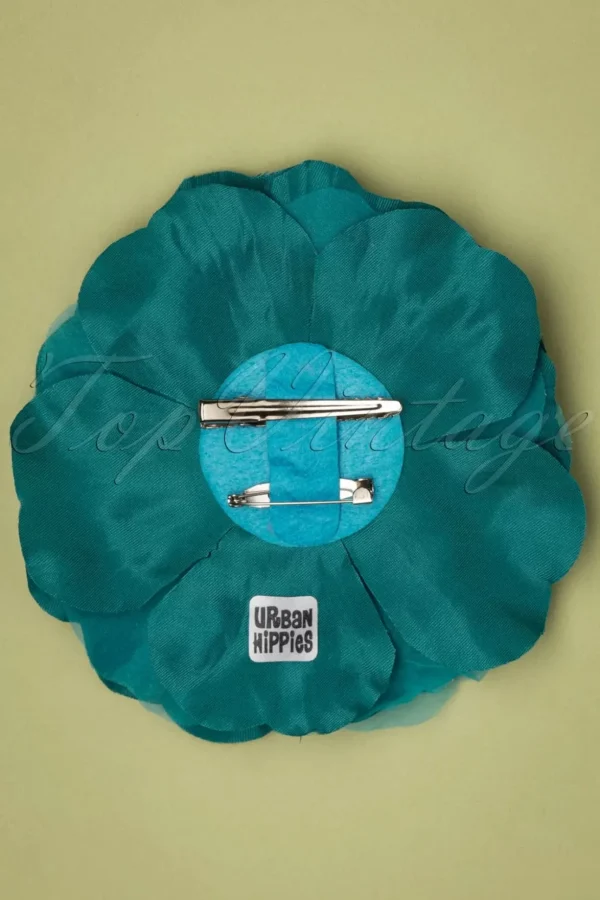 Grote Bloemcorsage In Turkoois-Urban Hippies Cheap