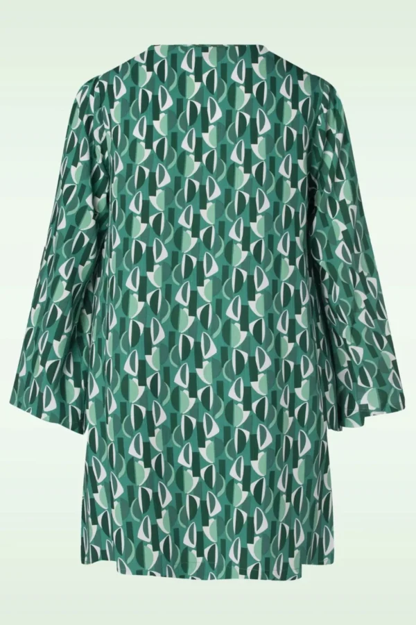Gwenola Mid Century Retro Jurk In Groen-Louche Fashion