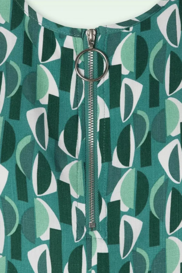 Gwenola Mid Century Retro Jurk In Groen-Louche Fashion
