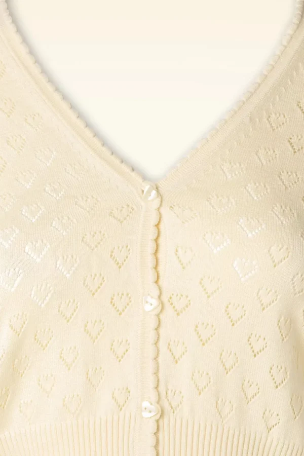 Heart Ajour Vest In Creme-King Louie Discount