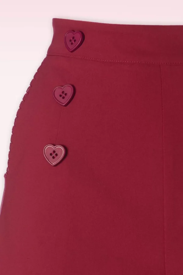 Heart Button Shorts In Rood-Vixen Shop