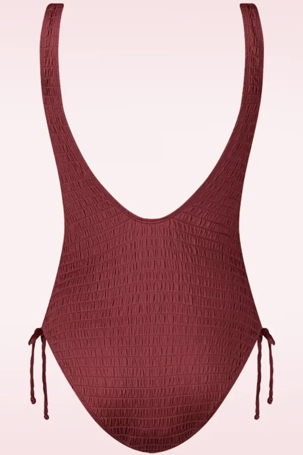 High Leg Badpak In Donkerrood-TC Beach New