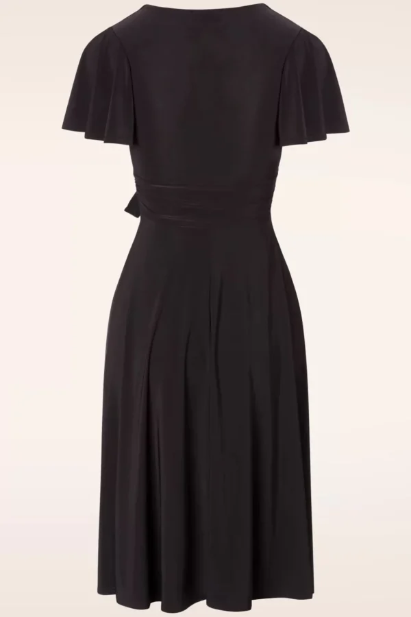 Irene Overslag Swingjurk In Zwart-Vintage Chic for Topvintage Outlet