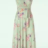 Jane Floral Swing Jurk In Licht Groen-Vintage Chic for Topvintage Hot