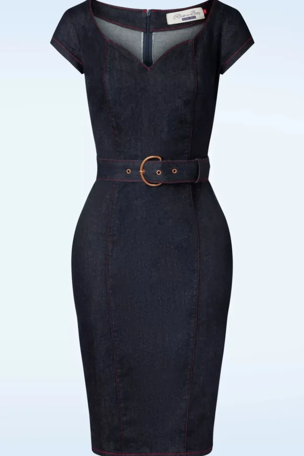 Jenna Pencil Jurk In Donker Denim-Rock-a-Booty Cheap
