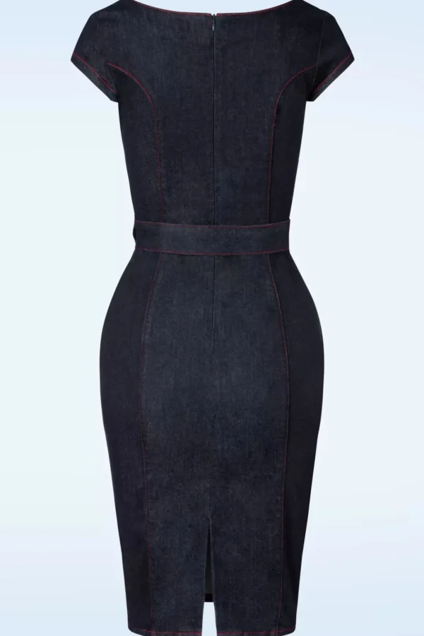 Jenna Pencil Jurk In Donker Denim-Rock-a-Booty Cheap