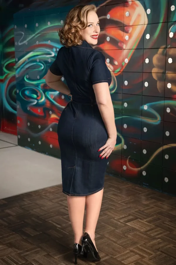 Jodie Pencil Jurk In Donkerdenim-Rock-a-Booty Online
