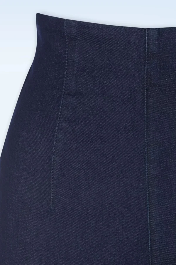 Kiki-Lea High Waisted Jeans In Marineblauw-Collectif Clothing Shop