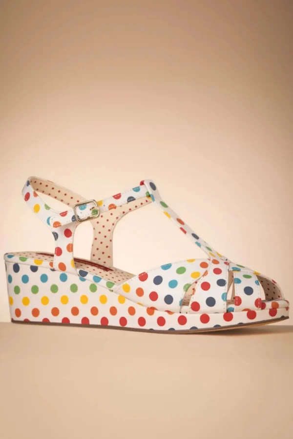 Kira Polkadot Sleehak Sandalen In Wit-B.A.I.T. Best Sale
