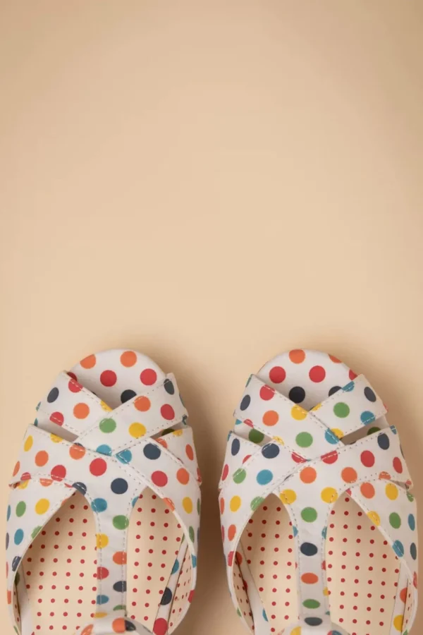 Kira Polkadot Sleehak Sandalen In Wit-B.A.I.T. Best Sale