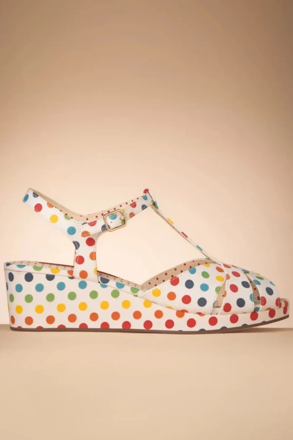 Kira Polkadot Sleehak Sandalen In Wit-B.A.I.T. Best Sale