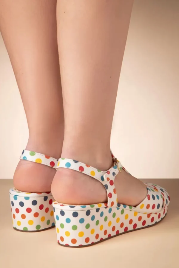Kira Polkadot Sleehak Sandalen In Wit-B.A.I.T. Best Sale