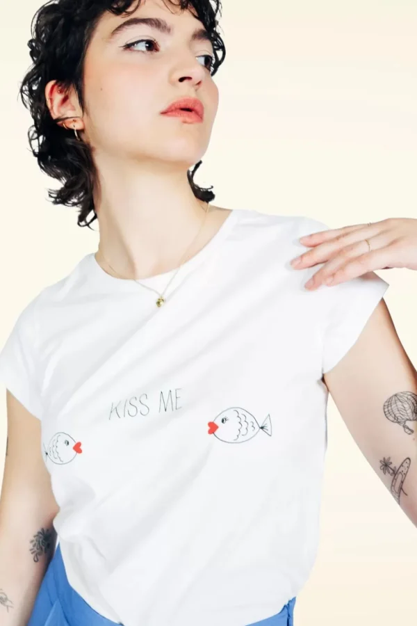 Kiss Me T-Shirt In Ecru-Mademoiselle Yu00e9Yu00e9 Best