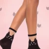 Kitty Cat Sokken In Zwart-Rouge Royale Fashion