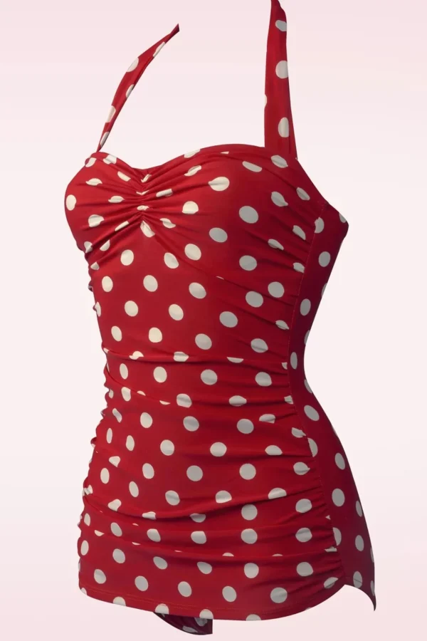 Klassiek Badpak Met Polkadots In Rood En Wit-Esther Williams Cheap