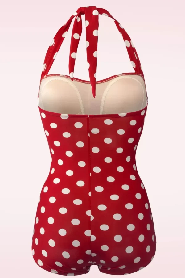 Klassiek Badpak Met Polkadots In Rood En Wit-Esther Williams Cheap