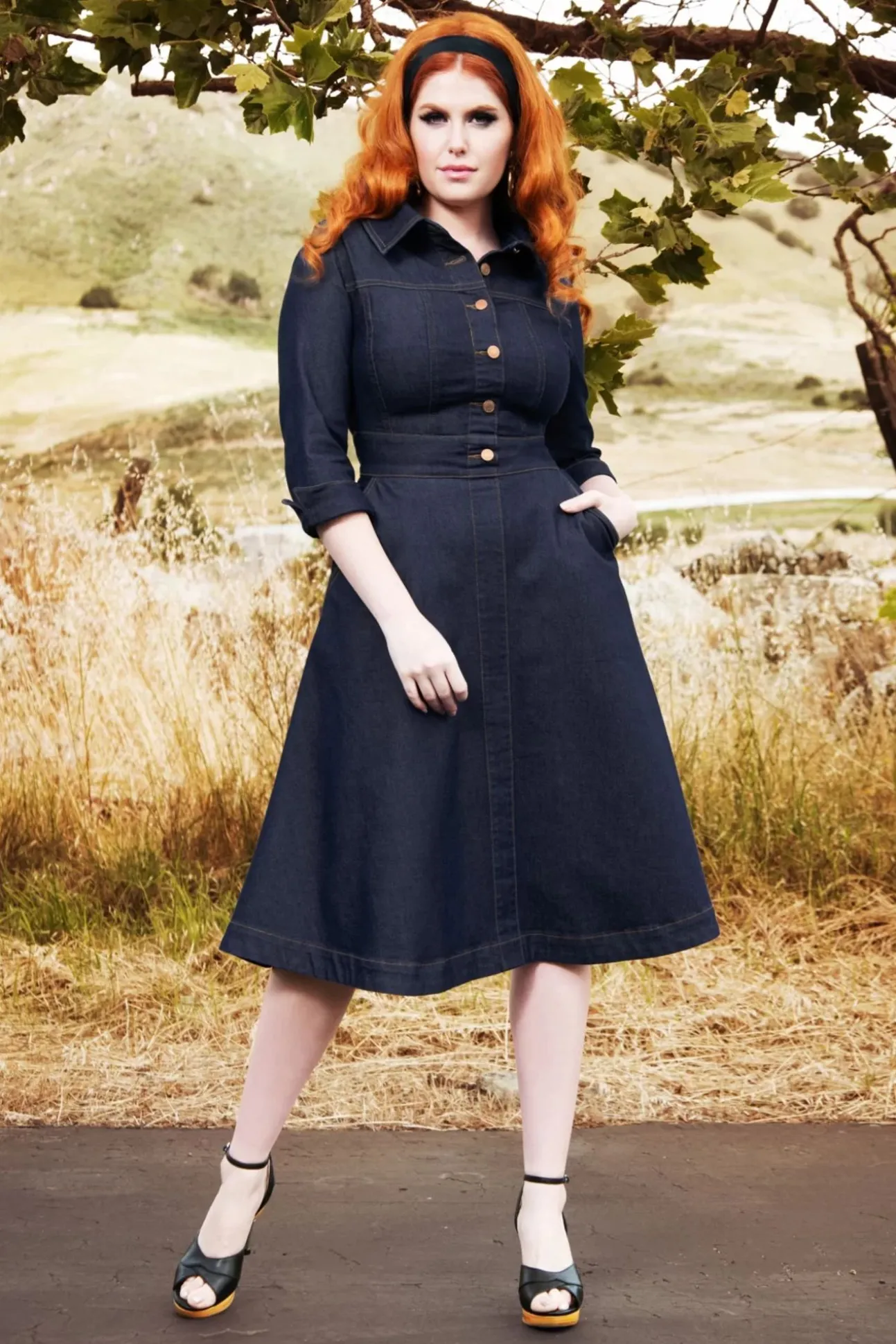 lauren_swing_jurk_in_donk_0.webp Lauren Swing Jurk In Donkerdenim-Rock-a-Booty Online